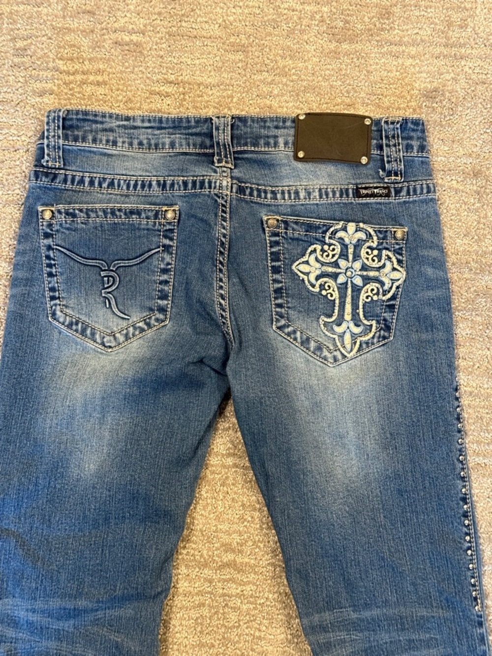 Trinity Blue Flare Jeans with Silver Embroidery Size 13 Juniors - Picture 6 of 7